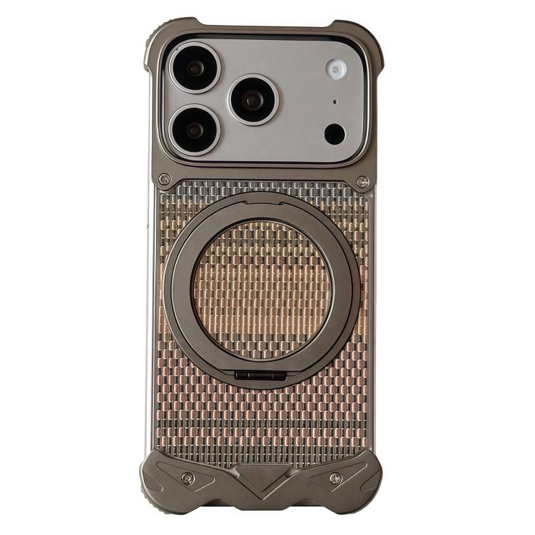 Custodia per telefono Eagle Metal senza cornice in tessuto intrecciato con supporto magnetico., For iPhone 17 Pro Max, For iPhone 17 Pro