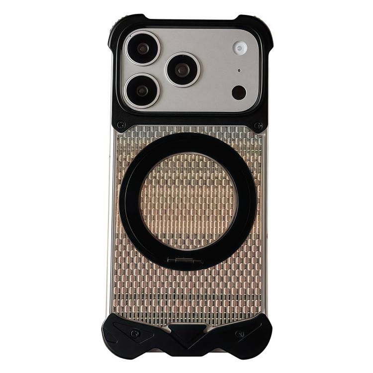 Custodia per telefono Eagle Metal senza cornice in tessuto intrecciato con supporto magnetico., For iPhone 17 Pro Max, For iPhone 17 Pro