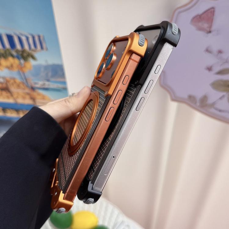 Custodia per telefono Eagle Metal senza cornice in tessuto intrecciato con supporto magnetico., For iPhone 17 Pro Max, For iPhone 17 Pro