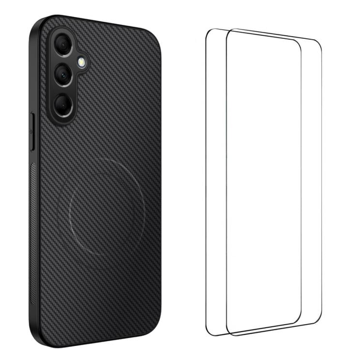 Custodia per telefono WANLONFENG serie TQ1 con texture in fibra di carbonio magnetica e 2 pellicole protettive per lo schermo., For Samsung Galaxy A26 5G, For Samsung Galaxy A36 5G, For Samsung Galaxy A16 5G, For Samsung Galaxy A06 4G                  ...