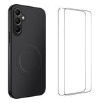 Custodia per telefono WANLONFENG serie TQ1 con texture in fibra di carbonio magnetica e 2 pellicole protettive per lo schermo., For Samsung Galaxy A35 5G, For Samsung Galaxy A14 4G, For Samsung Galaxy A54 5G