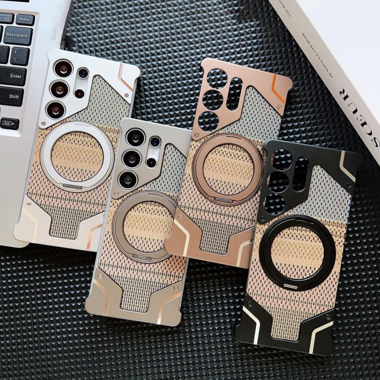 Custodia per telefono con supporto magnetico senza cornice e armatura intrecciata., For Samsung Galaxy S25 Ultra 5G, For Samsung Galaxy S24 Ultra 5G, For Samsung Galaxy S23 Ultra 5G, For Samsung Galaxy S22 Ultra 5G