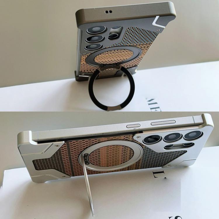 Custodia per telefono con supporto magnetico senza cornice e armatura intrecciata., For Samsung Galaxy S25 Ultra 5G, For Samsung Galaxy S24 Ultra 5G, For Samsung Galaxy S23 Ultra 5G, For Samsung Galaxy S22 Ultra 5G