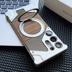 Custodia per telefono con supporto magnetico senza cornice e armatura intrecciata., For Samsung Galaxy S26 Ultra 5G