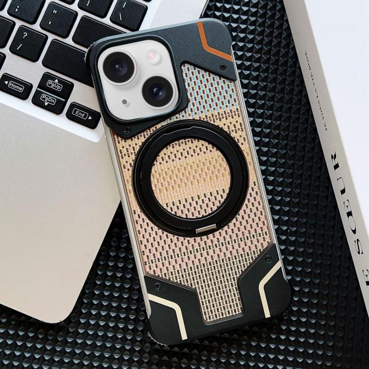 Custodia per telefono con supporto magnetico senza cornice e armatura intrecciata., For iPhone 15 Pro Max, For iPhone 15 Pro, For iPhone 15 Plus, For iPhone 15
