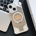 Custodia per telefono con supporto magnetico senza cornice e armatura intrecciata., For iPhone 15 Pro Max, For iPhone 15 Pro, For iPhone 15 Plus, For iPhone 15