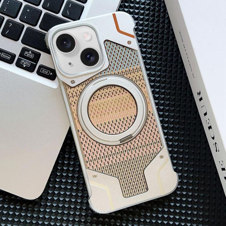 Custodia per telefono con supporto magnetico senza cornice e armatura intrecciata., For iPhone 15 Pro Max, For iPhone 15 Pro, For iPhone 15 Plus, For iPhone 15