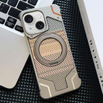 Custodia per telefono con supporto magnetico senza cornice e armatura intrecciata., For iPhone 15 Pro Max, For iPhone 15 Pro, For iPhone 15 Plus, For iPhone 15
