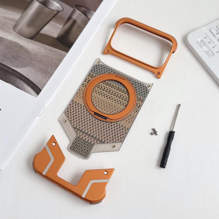 Custodia per telefono con supporto magnetico senza cornice e armatura intrecciata., For iPhone 15 Pro Max, For iPhone 15 Pro, For iPhone 15 Plus, For iPhone 15