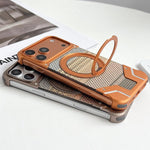 Custodia per telefono con supporto magnetico senza cornice e armatura intrecciata., For iPhone 15 Pro Max, For iPhone 15 Pro, For iPhone 15 Plus, For iPhone 15