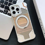 Custodia per telefono con supporto magnetico senza cornice e armatura intrecciata., For iPhone 16 Pro Max, For iPhone 16 Pro, For iPhone 16 Plus, For iPhone 16