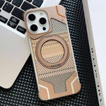 Custodia per telefono con supporto magnetico senza cornice e armatura intrecciata., For iPhone 16 Pro Max, For iPhone 16 Pro, For iPhone 16 Plus, For iPhone 16