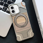 Custodia per telefono con supporto magnetico senza cornice e armatura intrecciata., For iPhone 16 Pro Max, For iPhone 16 Pro, For iPhone 16 Plus, For iPhone 16