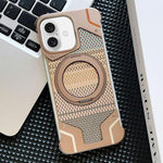 Custodia per telefono con supporto magnetico senza cornice e armatura intrecciata., For iPhone 16 Pro Max, For iPhone 16 Pro, For iPhone 16 Plus, For iPhone 16