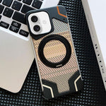 Custodia per telefono con supporto magnetico senza cornice e armatura intrecciata., For iPhone 16 Pro Max, For iPhone 16 Pro, For iPhone 16 Plus, For iPhone 16