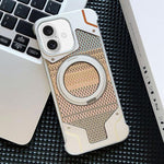 Custodia per telefono con supporto magnetico senza cornice e armatura intrecciata., For iPhone 16 Pro Max, For iPhone 16 Pro, For iPhone 16 Plus, For iPhone 16