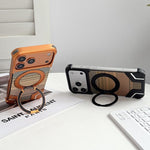 Custodia per telefono con supporto magnetico senza cornice e armatura intrecciata., For iPhone 16 Pro Max, For iPhone 16 Pro, For iPhone 16 Plus, For iPhone 16
