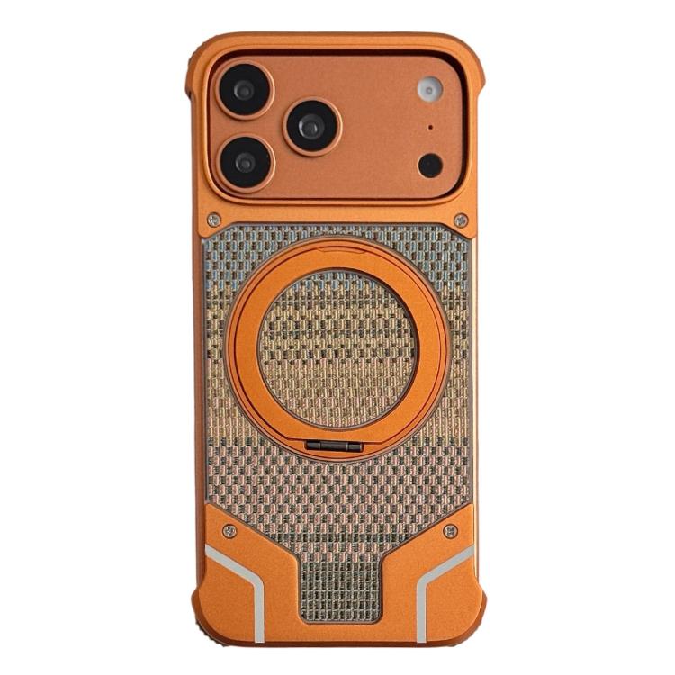 Custodia per telefono con supporto magnetico senza cornice e armatura intrecciata., For iPhone 17 Pro Max, For iPhone 17 Pro