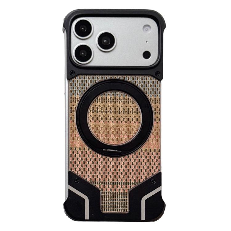 Custodia per telefono con supporto magnetico senza cornice e armatura intrecciata., For iPhone 17 Pro Max, For iPhone 17 Pro