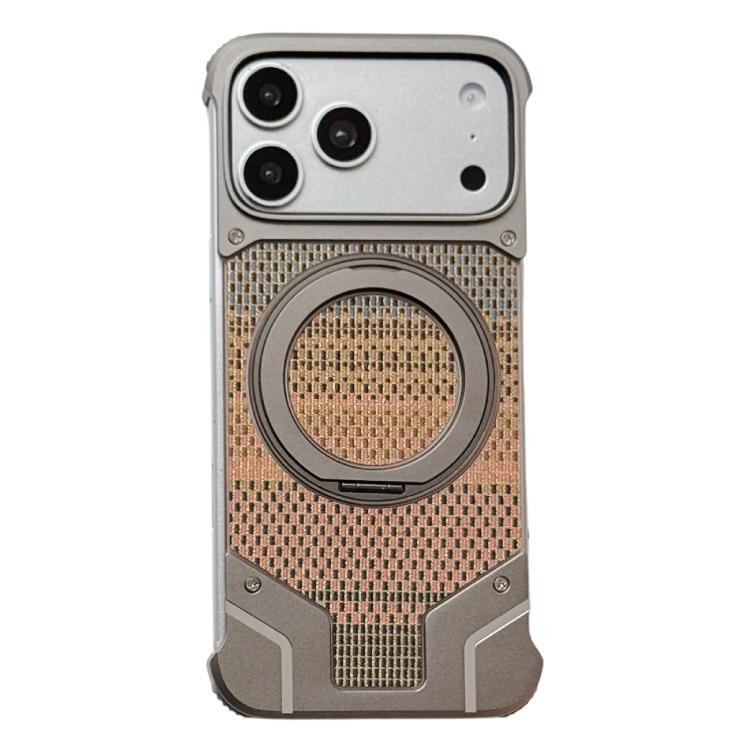 Custodia per telefono con supporto magnetico senza cornice e armatura intrecciata., For iPhone 17 Pro Max, For iPhone 17 Pro