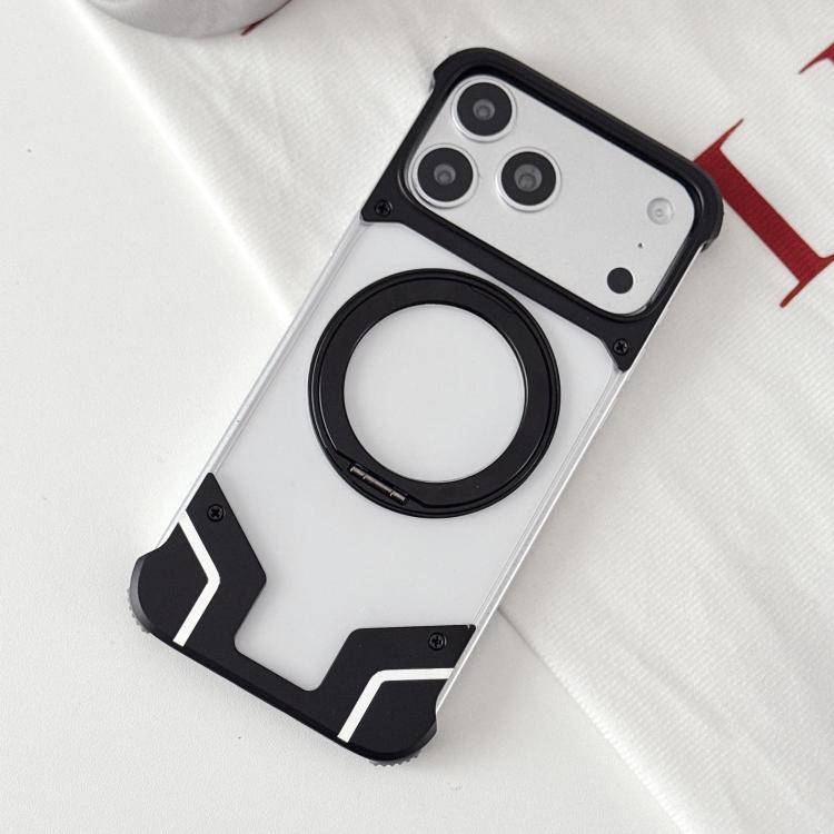 Custodia per telefono trasparente in policarbonato con supporto magnetico senza cornice., For iPhone 17 Pro Max, For iPhone 17 Pro