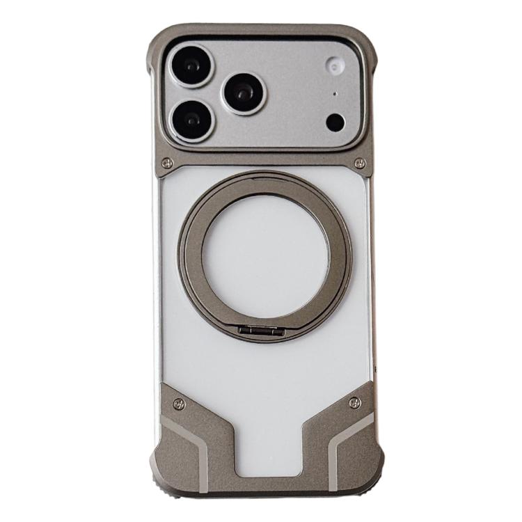 Custodia per telefono trasparente in policarbonato con supporto magnetico senza cornice., For iPhone 17 Pro Max, For iPhone 17 Pro
