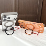 Custodia per telefono trasparente in policarbonato con supporto magnetico senza cornice., For iPhone 17 Pro Max, For iPhone 17 Pro