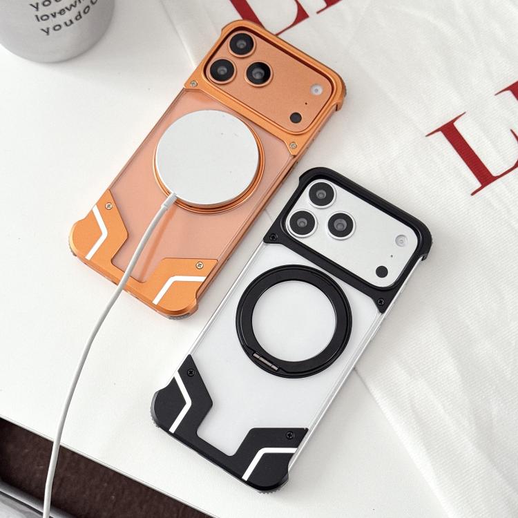 Custodia per telefono trasparente in policarbonato con supporto magnetico senza cornice., For iPhone 17 Pro Max, For iPhone 17 Pro