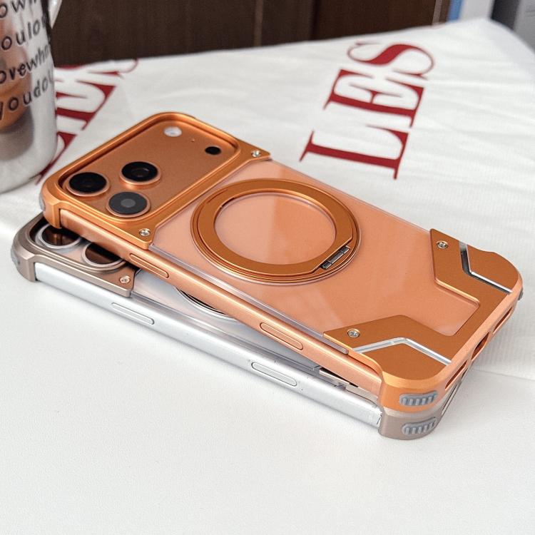 Custodia per telefono trasparente in policarbonato con supporto magnetico senza cornice., For iPhone 17 Pro Max, For iPhone 17 Pro