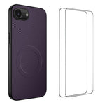 Custodia per telefono WANLONFENG serie TQ1 con texture in fibra di carbonio magnetica e 2 pellicole protettive per lo schermo., For iPhone 17e / 16e, For iPhone 17 Pro Max, For iPhone 17 Pro, For iPhone 17, For iPhone Air, For iPhone 16 Pro Max