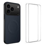 Custodia per telefono WANLONFENG serie TQ1 con texture in fibra di carbonio magnetica e 2 pellicole protettive per lo schermo., For iPhone 17e / 16e, For iPhone 17 Pro Max, For iPhone 17 Pro, For iPhone 17, For iPhone Air, For iPhone 16 Pro Max