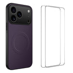 Custodia per telefono WANLONFENG serie TQ1 con texture in fibra di carbonio magnetica e 2 pellicole protettive per lo schermo., For iPhone 17e / 16e, For iPhone 17 Pro Max, For iPhone 17 Pro, For iPhone 17, For iPhone Air, For iPhone 16 Pro Max