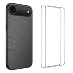 Custodia per telefono WANLONFENG serie TQ1 con texture in fibra di carbonio magnetica e 2 pellicole protettive per lo schermo., For iPhone 17e / 16e, For iPhone 17 Pro Max, For iPhone 17 Pro, For iPhone 17, For iPhone Air, For iPhone 16 Pro Max