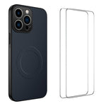 Custodia per telefono WANLONFENG serie TQ1 con texture in fibra di carbonio magnetica e 2 pellicole protettive per lo schermo., For iPhone 17e / 16e, For iPhone 17 Pro Max, For iPhone 17 Pro, For iPhone 17, For iPhone Air, For iPhone 16 Pro Max