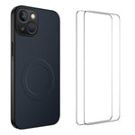 Custodia per telefono WANLONFENG serie TQ1 con texture in fibra di carbonio magnetica e 2 pellicole protettive per lo schermo., For iPhone 16 Pro, For iPhone 16, For iPhone 15 Pro Max, For iPhone 15 Pro, For iPhone 15, For iPhone 14
