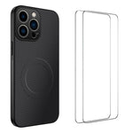 Custodia per telefono WANLONFENG serie TQ1 con texture in fibra di carbonio magnetica e 2 pellicole protettive per lo schermo., For iPhone 14 Pro, For iPhone 14 Pro Max, For iPhone 13 Pro Max, For iPhone 13 Pro, For iPhone 13