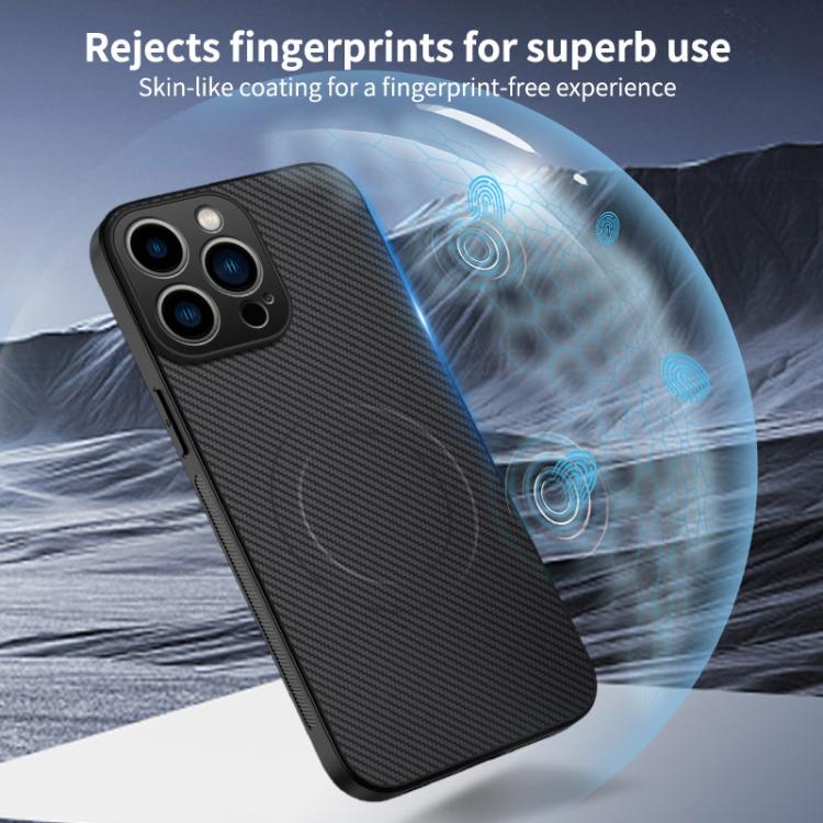 Custodia per telefono WANLONFENG serie TQ1 con texture in fibra di carbonio magnetica e 2 pellicole protettive per lo schermo., For iPhone 14 Pro, For iPhone 14 Pro Max, For iPhone 13 Pro Max, For iPhone 13 Pro, For iPhone 13