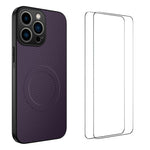 Custodia per telefono WANLONFENG serie TQ1 con texture in fibra di carbonio magnetica e 2 pellicole protettive per lo schermo., For iPhone 14 Pro, For iPhone 14 Pro Max, For iPhone 13 Pro Max, For iPhone 13 Pro, For iPhone 13