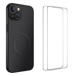 Custodia per telefono WANLONFENG serie TQ1 con texture in fibra di carbonio magnetica e 2 pellicole protettive per lo schermo., For iPhone 14 Pro, For iPhone 14 Pro Max, For iPhone 13 Pro Max, For iPhone 13 Pro, For iPhone 13