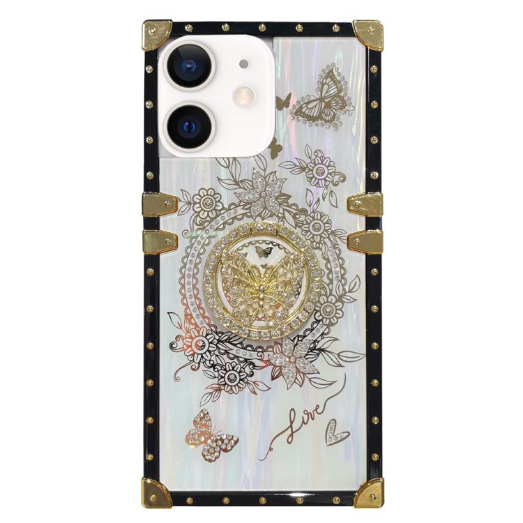 Custodia per telefono in TPU + PC con decorazione a farfalla e strass., For iPhone 11