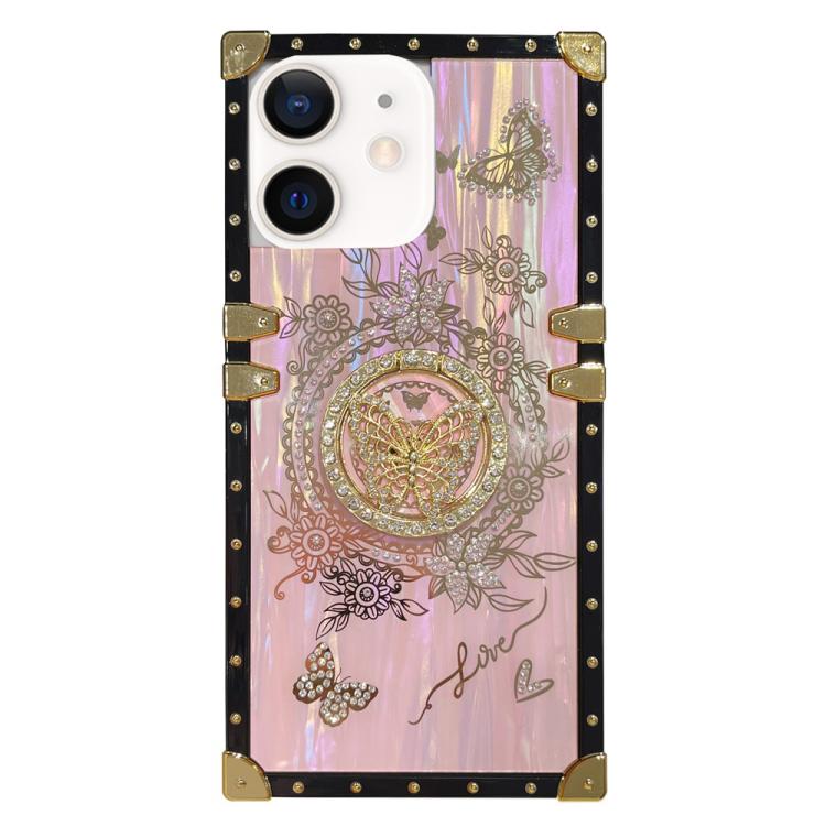 Custodia per telefono in TPU + PC con decorazione a farfalla e strass., For iPhone 11