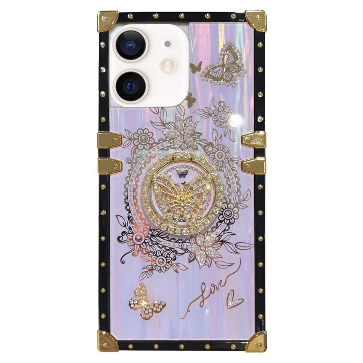 Custodia per telefono in TPU + PC con decorazione a farfalla e strass., For iPhone 11