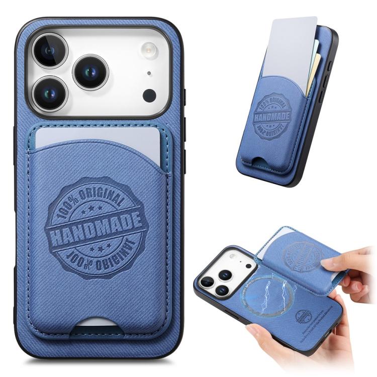 Cover magnetica per telefono in ecopelle vegana con trama twill e porta carte removibile., For iPhone 16e / 17e, For iPhone 17 Pro Max, For iPhone 17 Pro