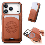Cover magnetica per telefono in ecopelle vegana con trama twill e porta carte removibile., For iPhone 16e / 17e, For iPhone 17 Pro Max, For iPhone 17 Pro