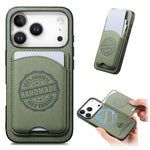 Cover magnetica per telefono in ecopelle vegana con trama twill e porta carte removibile., For iPhone 16e / 17e, For iPhone 17 Pro Max, For iPhone 17 Pro
