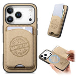 Cover magnetica per telefono in ecopelle vegana con trama twill e porta carte removibile., For iPhone 16e / 17e, For iPhone 17 Pro Max, For iPhone 17 Pro