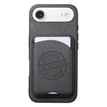 Cover magnetica per telefono in ecopelle vegana con trama twill e porta carte removibile., For iPhone 17, For iPhone Air, For iPhone 16 Pro Max