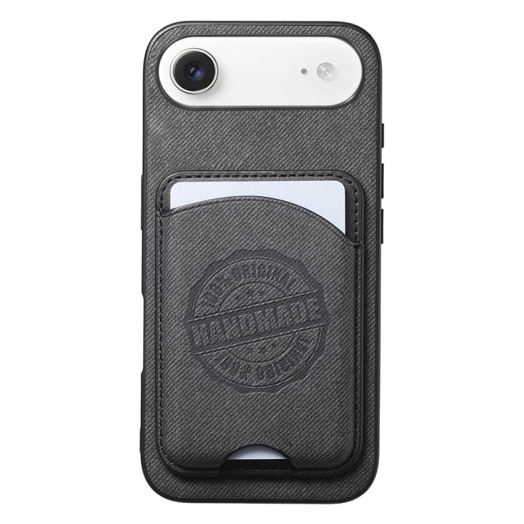 Cover magnetica per telefono in ecopelle vegana con trama twill e porta carte removibile., For iPhone 17, For iPhone Air, For iPhone 16 Pro Max