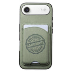 Cover magnetica per telefono in ecopelle vegana con trama twill e porta carte removibile., For iPhone 17, For iPhone Air, For iPhone 16 Pro Max