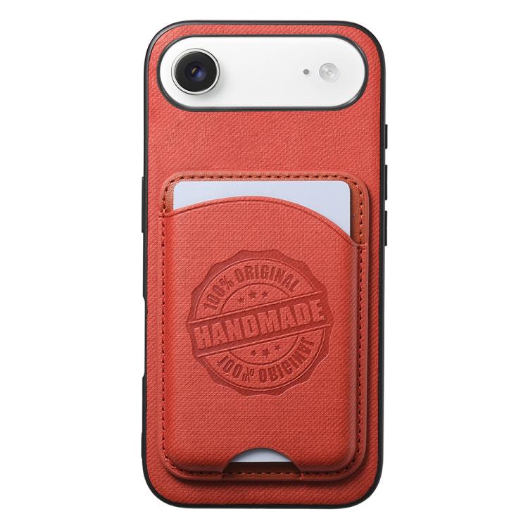 Cover magnetica per telefono in ecopelle vegana con trama twill e porta carte removibile., For iPhone 17, For iPhone Air, For iPhone 16 Pro Max